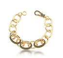 Pulseira Elos Grandes Com Zircônia Negras Folheada a Ouro 18k