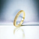 Anel Meia Aliança Banhado a Ouro 18k Cravejada Micro Zircônias Cristal