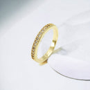Anel Meia Aliança Banhado a Ouro 18k Cravejada Micro Zircônias Cristal