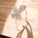 Anel Cravejados Micro Zircônias Cristal Banhado a Ouro 18k