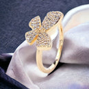 Anel Cravejados Micro Zircônias Cristal Banhado a Ouro 18k