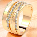 Anel Fios Cravejados Micro Zircônias Cristal Banhado a Ouro 18k