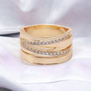 Anel Fios Cravejados Micro Zircônias Cristal Banhado a Ouro 18k
