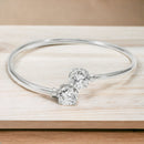 Bracelete Ponteira Banhado a Ródio Branco