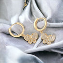 Brinco Borboleta Banhado a Ouro 18k Cravejado