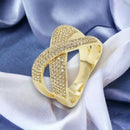 Anel X Banhado a Ouro 18k Cravejada Micro Zircônias Cristal