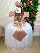 Vestido Enjoy Longo Mari Peito Rendado Rose Saia Branca