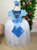 Vestido Enjoy Longo Mari Peito Rendado Azul Bebe