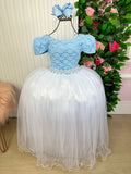 Vestido Enjoy Longo Mari Peito Rendado Azul Bebe