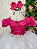 Vestido Enjoy Longo Mari Peito Rendado Pink Saia Branca