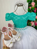 Vestido Enjoy Longo Mari Peito Rendado Verde Tiffany