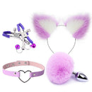 Kit Rabo de Coelho com Tiara de Orelhas - Grampos para os seios e Gargantilha