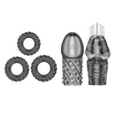 KIT Pênis Cover Set-black - Kit Com 2 Cabeças Extensoras E 3 Anéis Penianos