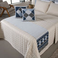 Kit Peseira de Cama Grécia 5 Peças Queen 60% Algodão / 40% Poliéster Jacquard com Franja Acompanha Almofadas Cheias