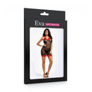 Mini Vestido Sensual Diabinha Preto e Vermelho em Renda e Arrastão com Alça - Eva Intimate