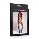 Body Sensual Atrevida Arrastão e Renda Preto Cinta-Liga e Meia Calça 7/8 - Eva Intimate