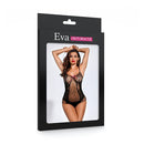 Body Sensual Preto Sem Manga Renda e Arrastão - Eva Intimate