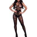 Macacão Arrastão Sensual Detalhado c/ renda Preto e Strass - Yaffa Lingerie
