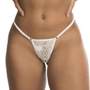 Calcinha Fio Dental Branca com renda e lacinhos Graciosa - Yaffa Lingerie