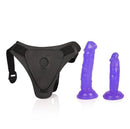 Kit Strap On - Cinta com Duas Próteses Penianas Roxa 17 cm e 19 cm