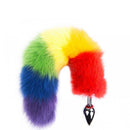 Plug Anal em Aço com cauda Longa de Raposa Colorida LGBTQI+ c/ 40 cm Joia Anal