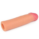 Capa em CyberSkin Super Realística Bege Extensor Peniano Cabeção - Ponta Maciça - 5,5 cm