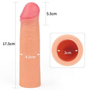 Capa em CyberSkin Super Realística Bege Extensor Peniano Cabeção - Ponta Maciça - 5,5 cm