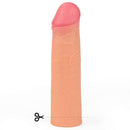 Capa em CyberSkin Super Realística Bege Extensor Peniano Cabeção - Ponta Maciça - 5,5 cm