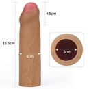 Capa Marrom em CyberSkin Super Realística Extensor Peniano Glande Encoberta - Ponta Maciça - 4,5 cm Lovetoy