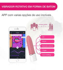 Power Bullet Recarregável Magic Lotos - Formato de Batom Silicone Soft-Touch Controlado por Aplicativo