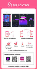 Power Bullet Recarregável Magic Lotos - Formato de Batom Silicone Soft-Touch Controlado por Aplicativo