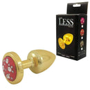 Plug Anal Dourado em ABS com Pedra Cravejada em Strass Vermelha - HARD Plug LESS