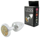 Plug Anal Cromado em ABS com Pedra Cravejada em Strass Dourada - HARD Plug LESS