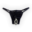 Calcinha Tailandesa Avulsa Preto Com Renda Floral - Colar de Pérolas - YAFFA