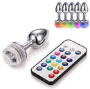Plug anal feito em alumínio (7 x 2,8 cm) com luz LED e controle remoto