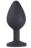 Plug Anal PEQUENO feito em Silicone SUPER Macio Preto - Joia Anal c/ Pedra 7,2 x 3,2 cm