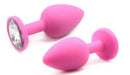 Plug Anal GRANDE feito em Silicone Rosa Super Macio - Joia Anal c/ Pedra 9,3 x 4,2 cm