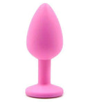Plug Anal GRANDE feito em Silicone Rosa Super Macio - Joia Anal c/ Pedra 9,3 x 4,2 cm