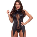 Body sexy com ilhós com liga para fixação da meia – Dominatrixxx