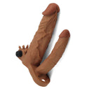 Capa Peniana marrom com Ponta Maciça de 5 cm, pênis companheiro e Estimulador de Clitóris com vibrador - LOVE TOY