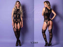 Macacão estilo arrastão sem mangas com detalhes em tiras - YAFFA Lingerie