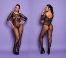 Macacão com mangas 3/4 estilo arrastão e detalhes rendados - YAFFA Lingerie