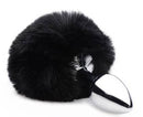 Plug anal de metal Cromado com rabo pompom - Preto