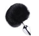 Plug anal de metal Cromado com rabo pompom - Preto