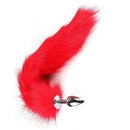 Plug Anal em Aço Cromado com cauda de Raposa c/ 25 cm - Joia Anal - Vermelho