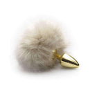 Plug anal de metal Dourado com rabo pompom - HARD