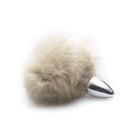 Plug anal de metal cromado com rabo pompom - HARD