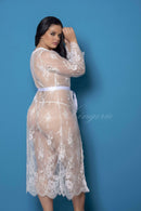 Robe sensual de luxo rendado - Branco - YAFFA Lingerie