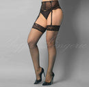 Cinta liga confeccionada em tule transparente com detalhes florais e fixadores de meia -YAFFA Lingerie