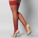 Meia calça arrastão 7/8 trama pequena com detalhes em silicone na parte superior Vermelho YAFFA Lingerie